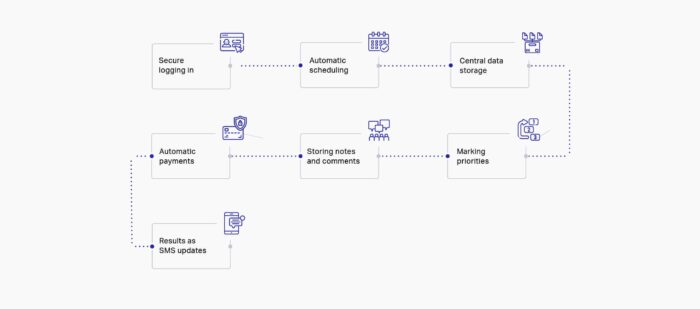 Illustration showing the user flow of the RIS solution