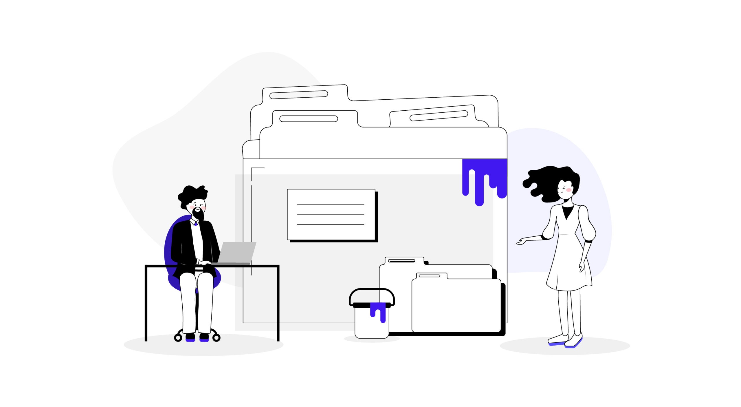 Illustration of a two people and one browser screen, created by Kambu